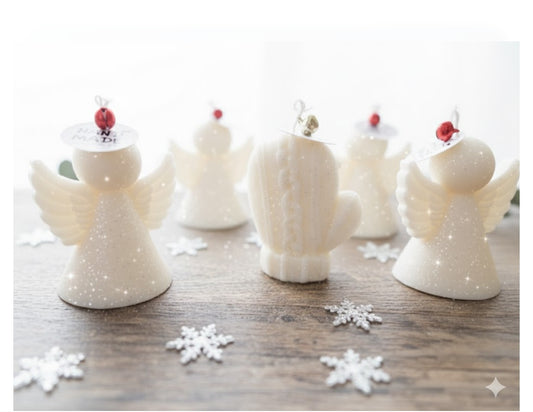 Engel und Handschuh Kerze im schlichten Design